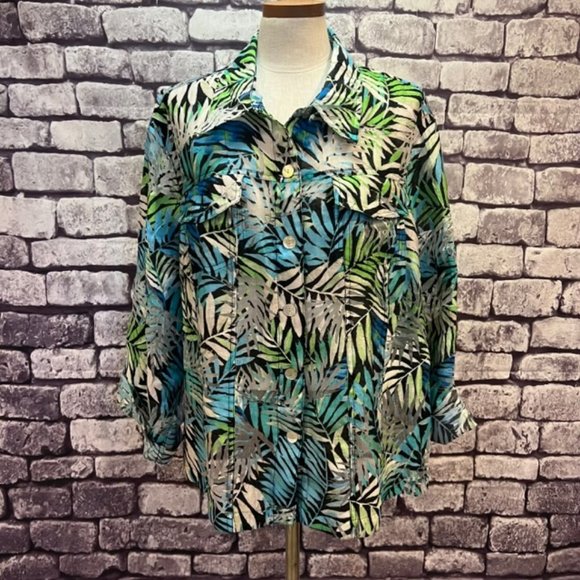 Ruby Rd. Multicolored Sheer Button Down Blouse Size 24W - Picture 1 of 11